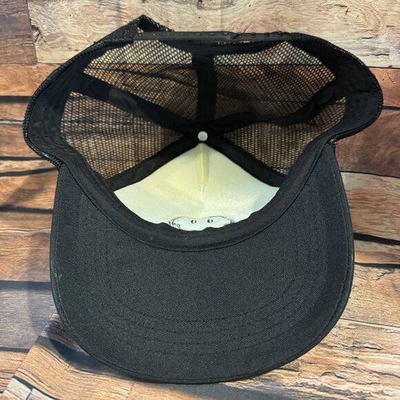 Smiley Face Trucker Hat Black White Adjustable Snapback Mesh Back Adult Unisex - Picture 6 of 6